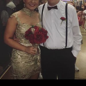 Gold Sherri hill homecoming dress !